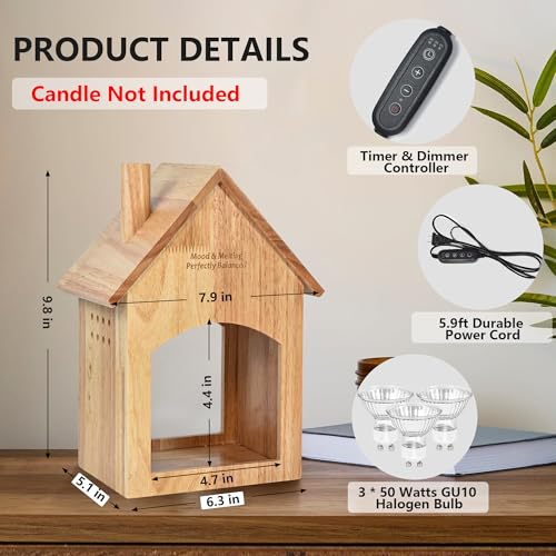 Peppry Candle Warmer Lamp with Timer, Wooden Electric Warming Light for Jar Candles, Dimmable Farmhouse Rustic Warmers Lam...