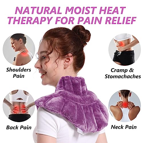 RelaxCoo Microwavable Heating Pad for Neck, Shoulders, and Back - Weighted Neck Warmer with Moist Heat, Purple, Lavender S...
