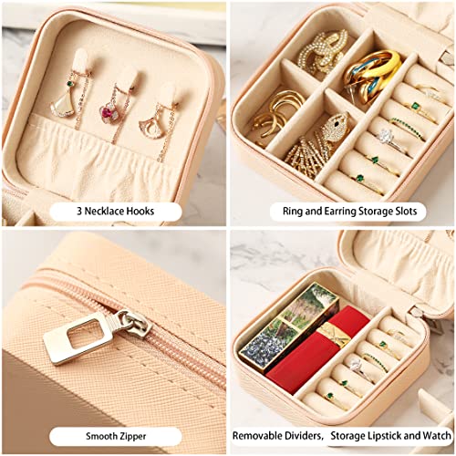 ZPROW Travel Jewelry Case, Mini Portable Jewelry Travel Boxes, Small Jewelry Organizer for Rings, Earrings, Pendants, Watc...