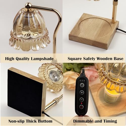 Candle Warmer Lamp with Timer Dimmable, Height Adjustable Scented Wax Melts Warmer, Electric Flameless Candle Warmer for C...