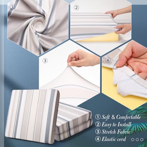 Newwiee 8 Pcs Patio Stretch Sofa Cushion Cover Outdoor Cushion Covers Replacement Patio Furniture Couch Slipcovers Chair S...
