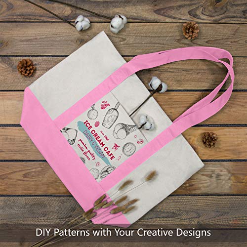 TOPDesign 1-Pack Canvas Tote Bag with an External Pocket, Reusable Grocery Shopping Bag, Top Zipper Closure, Daily Essenti...