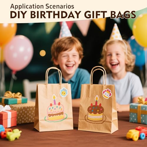 YEEHAW Brown Paper Bags with Handles Bulk 8"x4.5"x10.8" 100Pcs Gift Kraft Bags Medium Size, Brown Craft with Handles, Gift...