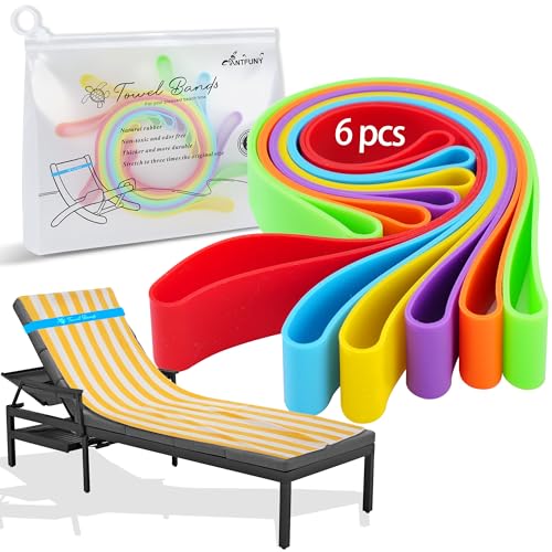 6 Pack Towel Band for Beach Pool Lounge Chair Strap Clip Carnival Cruise Ship Essentials 2026 Packing List Royal Caribbean...