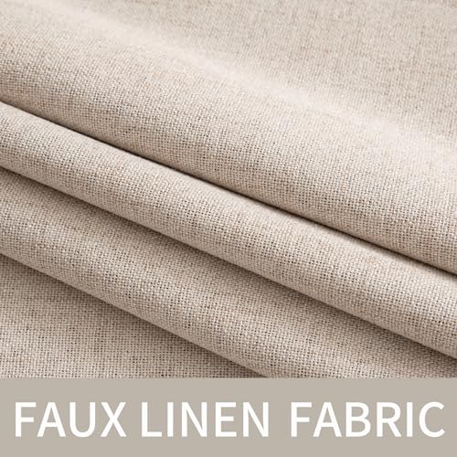 MIULEE 100% Blackout Linen Textured Curtains for Bedroom Solid Thermal Insulated Natural Beige Grommet Room Darkening Curt...