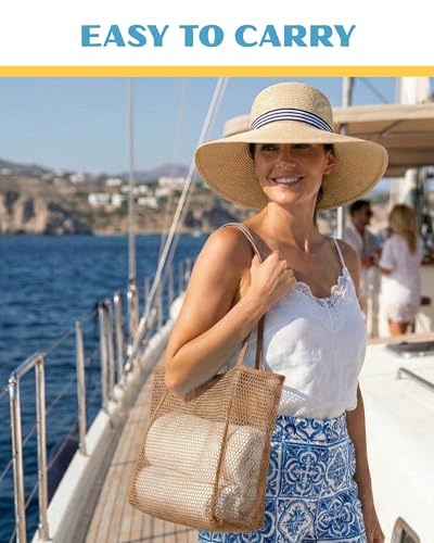 Rave Envy Beach Tote Bag for Women – Waterproof Mesh Tote Bag, Large Capacity Sandproof Beach Bags for Travel