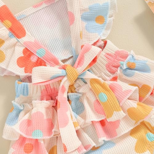 Hibabying Summer Baby Girl Clothes Fly Sleeve Ruffle Floral Romper Newborn Girls Jumpsuit Boho Cute Outfits