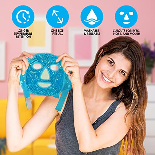 Perfect Remedy Face Ice Pack, Reusable Hot & Cold Ice Face Mask, Gel Compress for Helping with Puffy Eyes and aiding in Co...