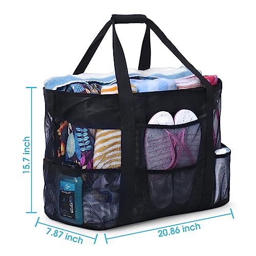 oscaurt Mesh Beach Bag Extra Large Waterproof Sandproof Beach Tote Pool Swim Bag Travel Vacation Essentials