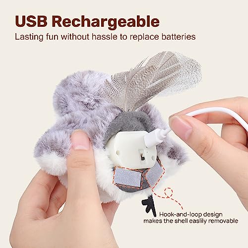 Potaroma Cat Toys Flapping Bird (No Flying), Lifelike Sandpiper Chirp Tweet, Rechargeable Touch Activated Kitten Toy Inter...
