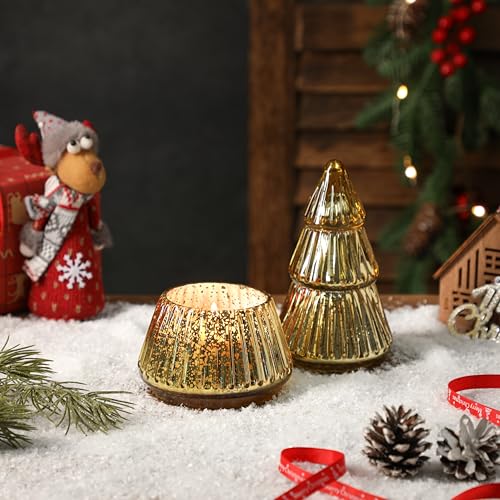 Christmas Tree Shaped Candle, Christmas Tree Scented Candles Gift, Tower Shaped Mercury Xmas Tree Candles, Winter Xmas Tab...