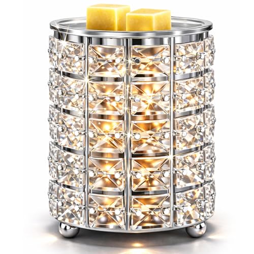 Wrought Iron Crystal Wax Melt Warmer Electric Oil Burner Wax Melt For Home, Kitchen, Living Room, Bedroom, SPA(Silver)