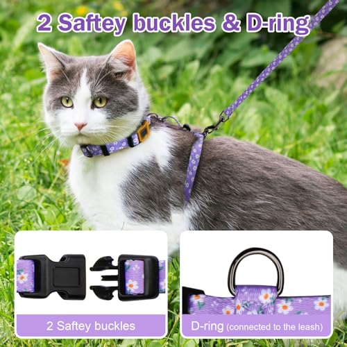 Hikiko Cat Harness and Leash Set Escape Proof Adjustable Walking Travel Cute Girl Kitten Harness for Small Medium Large Ca...