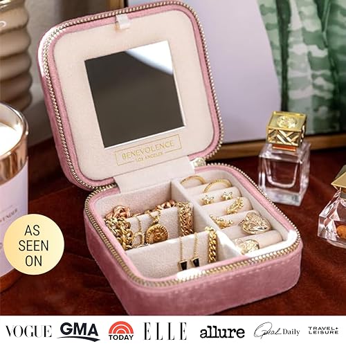 Benevolence LA Plush Velvet Jewelry Box | Travel Jewelry Case Organizer with Mirror | Featured in Oprah's Favorite Things...