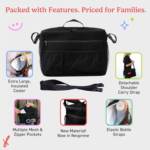 J.L. Childress Cool 'N Cargo Stroller and Wagon Cooler and Organizer - Universal Fit - Insulated - Attaches to Strollers, ...