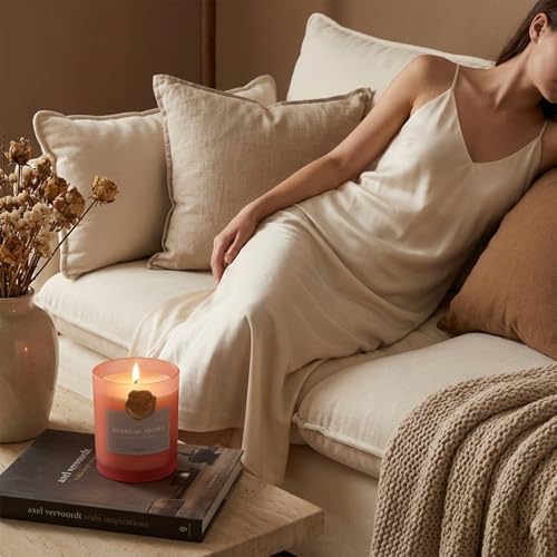 MOSROD Luxury Rose & Agarwood Scented Candles Gift Set, 2 Packs, Natural Soy Romantic Aromatherapy Jar Candle Gift for He...