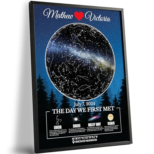 Custom Star Map for Anniversary - Premium Glossy Acrylic - The Night We Met Personalized Constellation Chart - High-Shine ...