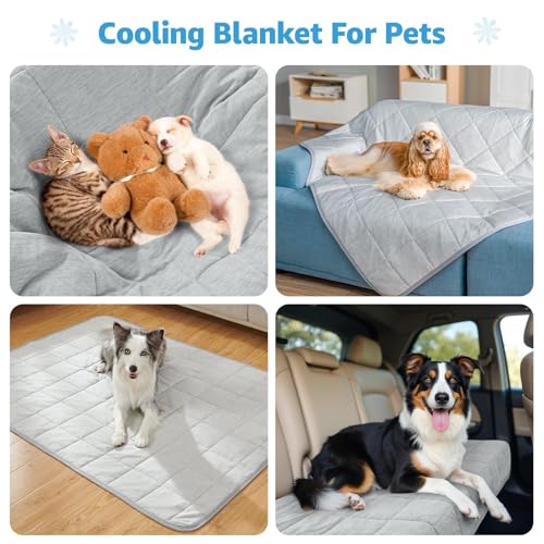 Dog Cooling Blanket, 0.4 Q-MAX Cooling Blanket for Dogs Washable, Cool to Touch Pet Blanket Cooling Comforter Throw for Be...