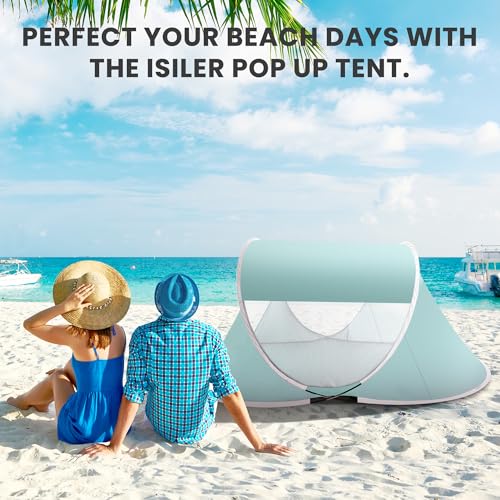 Pop Up Beach Tent, UPF 50+ Sun Shade Shelter, Instant Setup Waterproof Outdoor Beach Canopy, Windproof Lightweight Portabl...