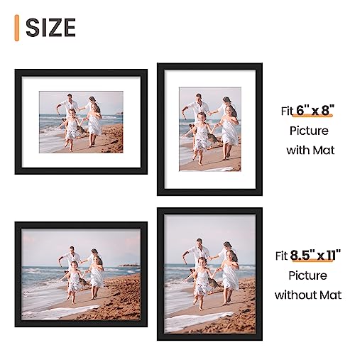 upsimples 8.5x11 Picture Frame Set of 10, Display Pictures 6x8 with Mat or 8.5x11 Without, Multi Photo Frames Collage for ...