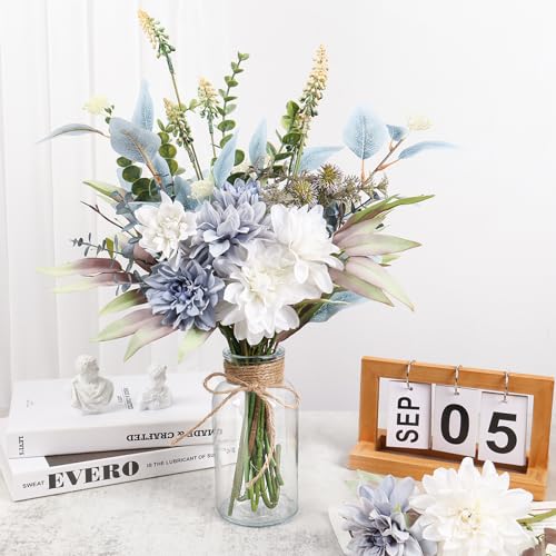 Fake Artificial Flowers Bouquet for Decoration, Silk Floral Arrangements Faux Flowers Plant Wedding Bride Bouquets Tables ...