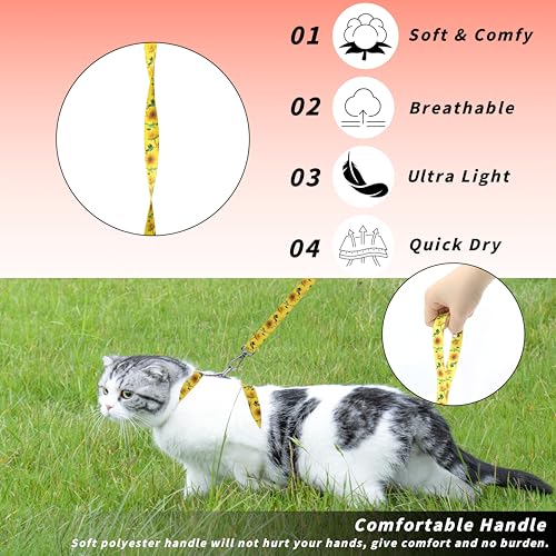Seyezo Cat Harness and Leash Set, Adjustable Kitten Harness Escape Proof Cats Harness, Soft Lightweight Walking Travel Pet...