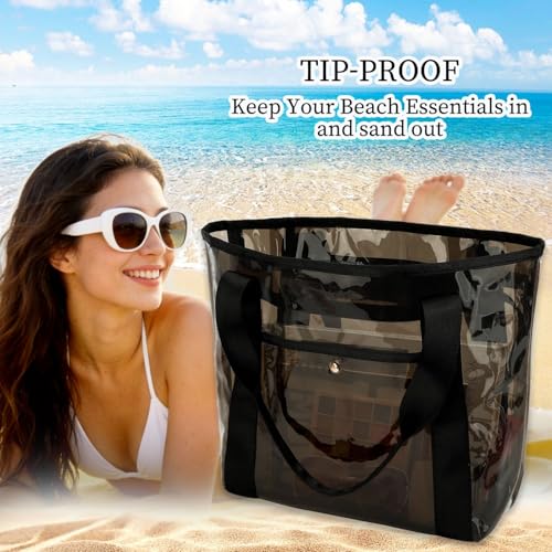 Fammart Clear Bag for Stadium Events, 12x6x12 Jelly Tote Bag for Women with Zipper for Beach Sports Concerts Work