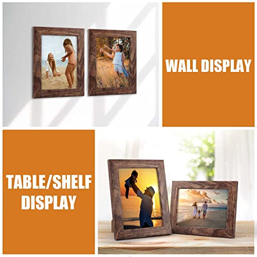 PETAFLOP 5x7 Picture Frame Set of 7, Rustic Frames Display 5 by 7 Inch Photo for Wall or Tabletop