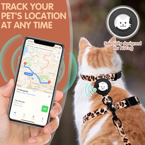 BINGPET Cat Harness with Airtag Holder, Cat Harness and Leash Set Escape Proof for Walking Travel Outdoor, Soft Adjustable...
