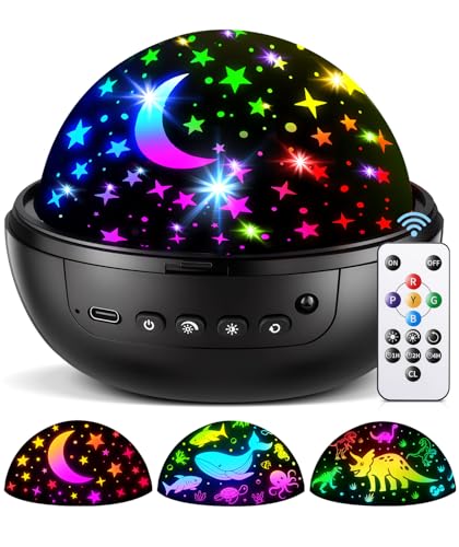 COOLNIGHT Night Light for Kids,93 Lighting+3 Films Kids Night Light Projector,Remote+Dimmable Star Projector,360° Ceiling ...