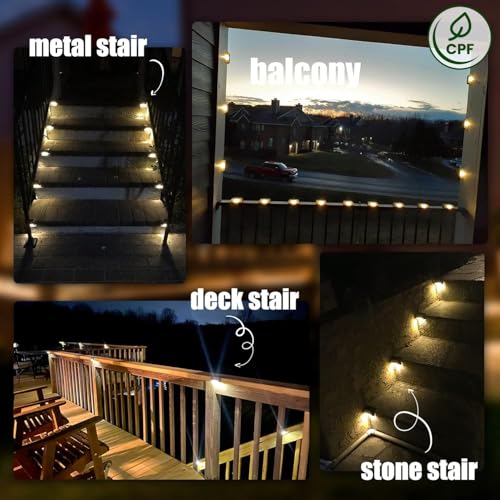 SOLPEX Solar Deck Lights Outdoor 16 Pack, Solar Step Lights Waterproof Led Solar lights for Outdoor Stairs, Step , Fence, ...