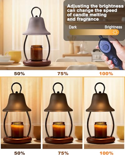 HONGZZI Candle Warmer Lamp with Timer & Dimmer - Electric Candle Light Warmer for Jar Candles, Adjustable Brightness, 2 Re...