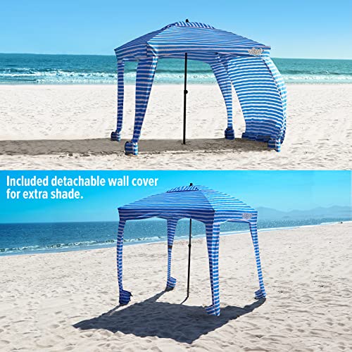 Qipi Beach Cabanas for Sand, Beach Canopy with Sandbags & Side Wall for Family, Easy Set Up Sun Shelter, UPF 50+ UV Protec...