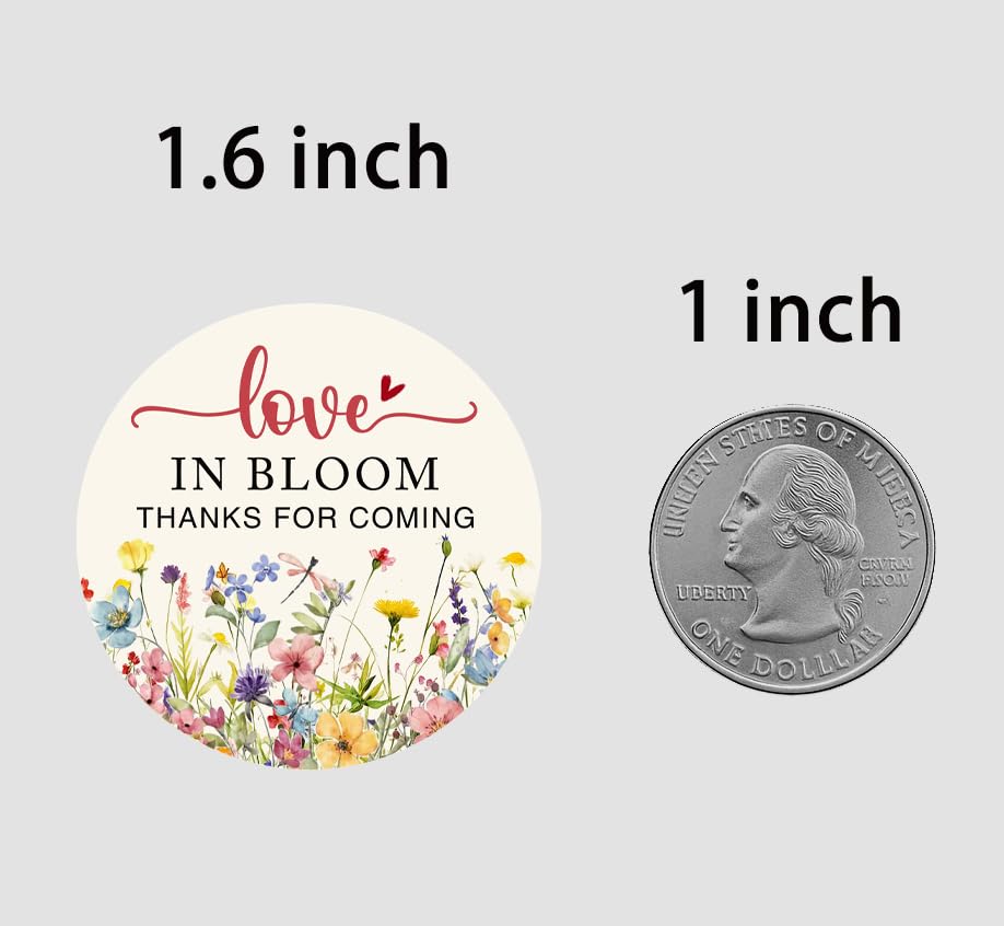 120 x Love in Bloom Wedding Stickers, Round Floral Labels, Bridal Shower Favor Stickers, Wedding Return Gift Stickers for ...