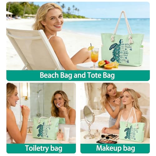 Apxouans Beach Bags for Women Large Waterproof Beach Travel Tote Bags Sandproof Swim Pool Bag Canvas Zipper Big Tote