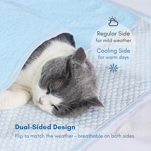 Mewfort Woofry Double-Sided Pet Cooling Blanket, QMAX>0.5 Pet Throw Blanket, Scratch & Chew Resistant Dog Cooling Mat, Lig...