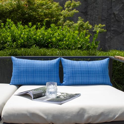 Kevin Textile Outdoor Waterproof Throw Pillow Covers 14x24 Inch Pack of 2 Woven Faux Linen Farmhouse Decorative Water Resi...