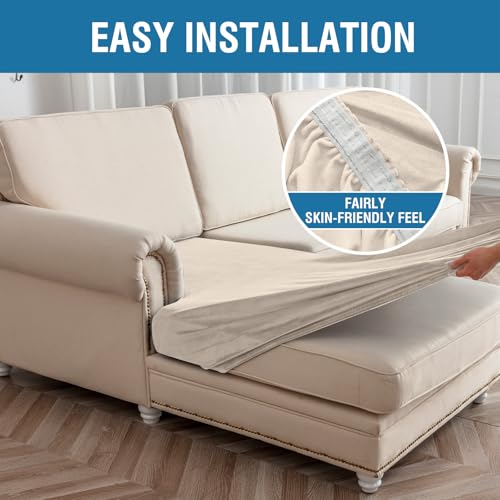 Taque Couch Cover Stretch Velvet Sofa Cushion Cover 3-Piece - Elastic Washable Slipcover for Seat or Backrest, Couch Seat ...