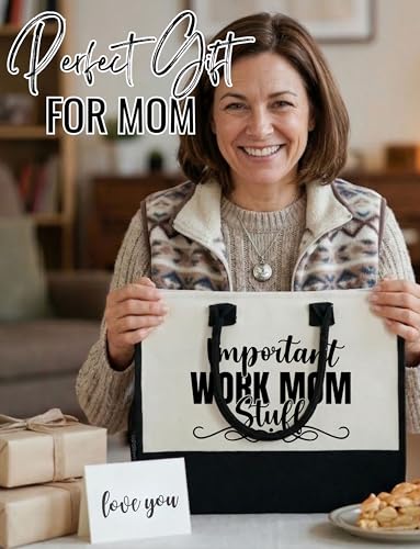 InnoBeta Mom Gifts Canvas Tote Bag from Daughter Son with Top Zipper Closure Shoulder Strap for Mother's Day