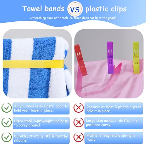 6 Pack Towel Band for Beach Pool Lounge Chair Strap Clip Carnival Cruise Ship Essentials 2026 Packing List Royal Caribbean...