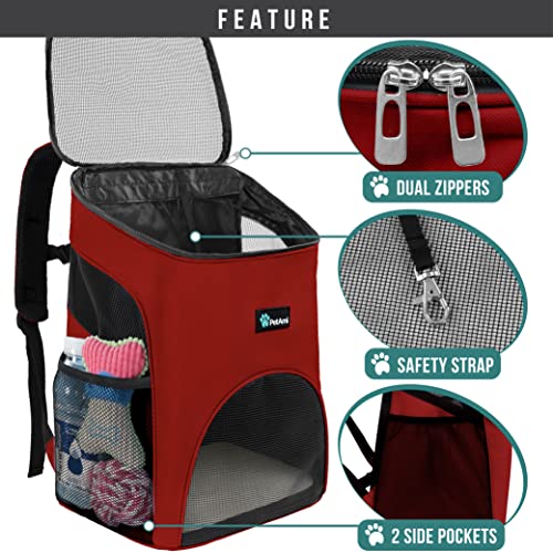PetAmi Small Dogs and Cat Backpack Carrier, Airline Approved Pet Backpack Carrier, Ventilated, Safety Strap, Buckle Suppor...