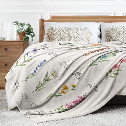 Afterprints Christian Gifts for Women, Christian Blanket with Flowers, Birthday Gifts for Women, Christmas, Inspirational,...