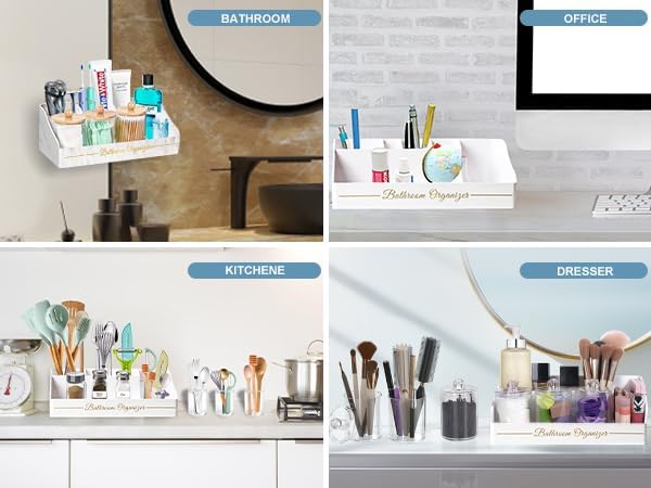 Tucao Toothbrush Holders, Toothbrush Holders for Bathroom with 6 Large Capacity Storage Slots & 3 Qtip Holders - Sturdy fo...
