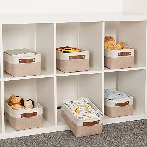 HNZIGE Small Fabric Baskets for Organizing(6 pack) Collapsible Storage Baskets for Shelves, Closets, Laundry, Nursery, Dec...