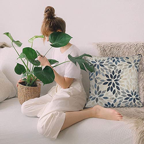 Dahlia Pillow Covers 18x18 Inch Set of 2 Summer Rust Geometric Flower Outdoor Decorative Throw Pillows Farmhouse Navy Blue...