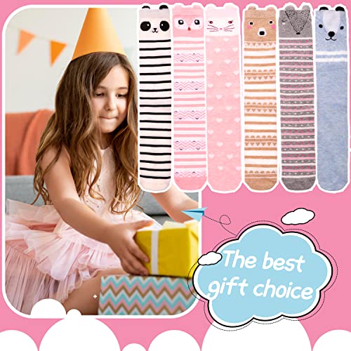 ANTSANG Kids Girls Knee High Socks Long Boot Crazy Silly Fun Gift Cute Tall Animal Socks for Child 6 Pairs