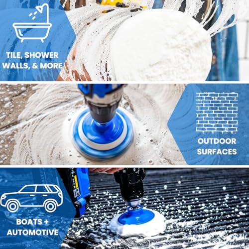 RotoScrub 7 Pack Multi-Purpose Drill Brush Kit for Cleaning Bathrooms, Showers, Tubs, Tile, Floors, Sinks, Toilets, Grout ...