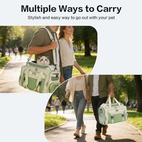 18x11x11 Small Cat/Dog/Pet Carrier – Airline Approved, Collapsible with Expandable Top and Sides. Soft-Sided Travel Puppy ...