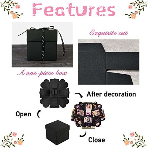 Hamiggaa Explosion Box Gifts,Surprise Creative DIY Photo,Exploding Love Box,Love Memory Photo Box with 4 Faces for Anniver...