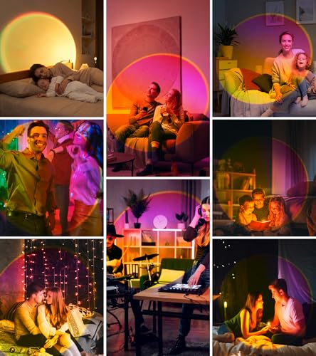 Sunset Lamp Projector,360° Rotatable & App Control Multicolor Multi-Scene Changing Rainbow Led Sun Lamp-Christmas Gift,Aes...